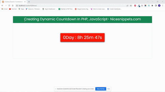 Creating Dynamic Countdown in PHP,