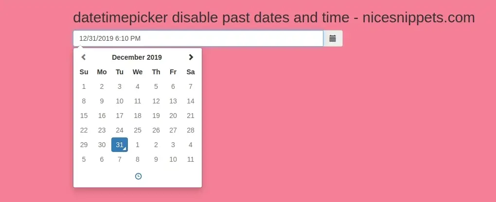 Bootstrap Datetimepicker Disable Past Dates And Time Example