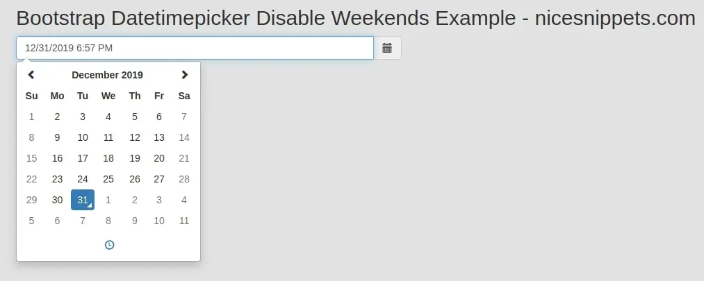 Bootstrap Datetimepicker Disable Weekends Example