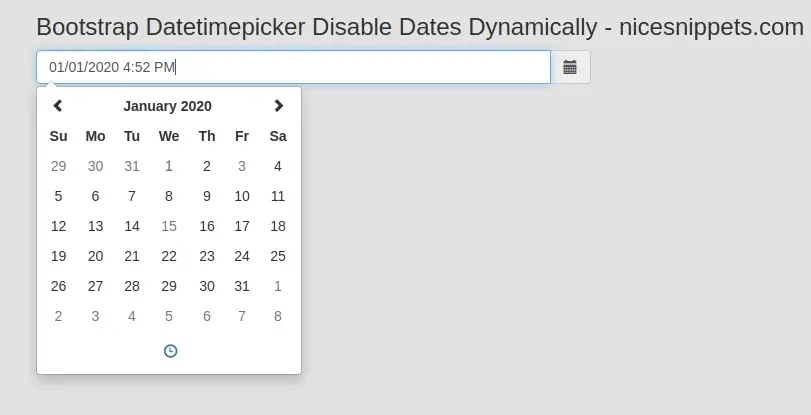 Bootstrap Datetimepicker Disable Dates Dynamically 