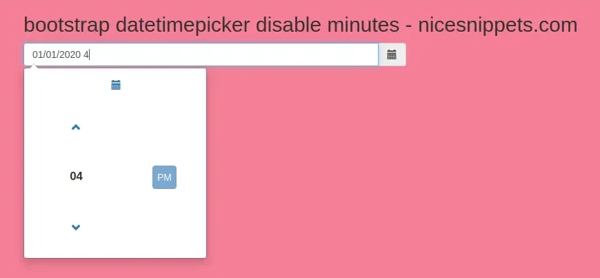 Bootstrap Datetimepicker Disable Minutes Example