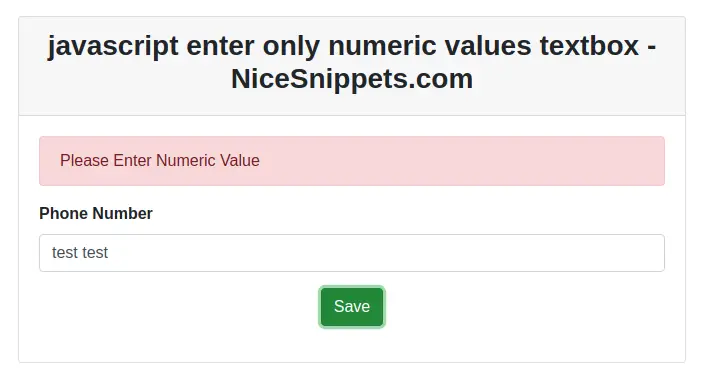 Enter Only Numbers in Textbox using Javascript Example