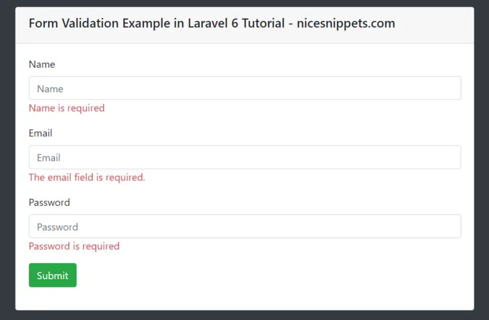 Form Validation Example in Laravel 6 Tutorial