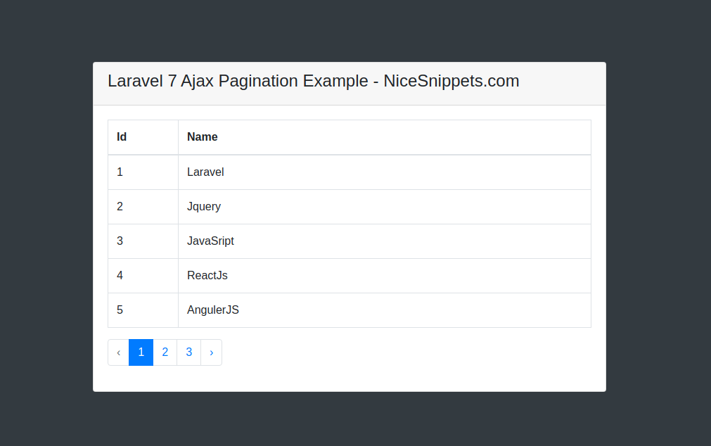 Laravel 7 Ajax Pagination Example