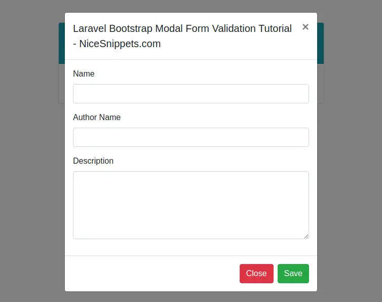 Laravel Bootstrap Modal Form Validation Example