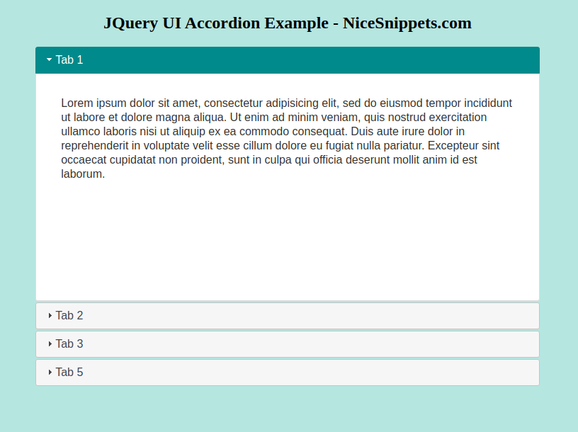 JQuery UI Accordion Example
