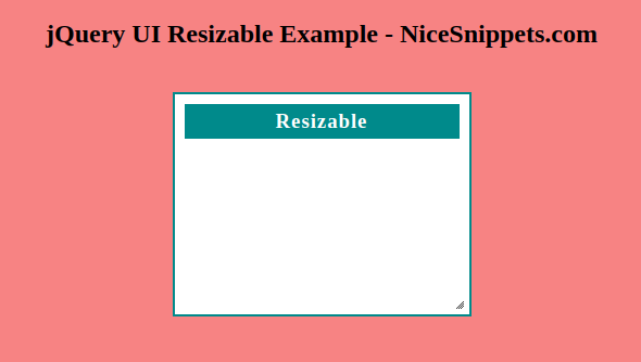 JQuery UI Resizable Example