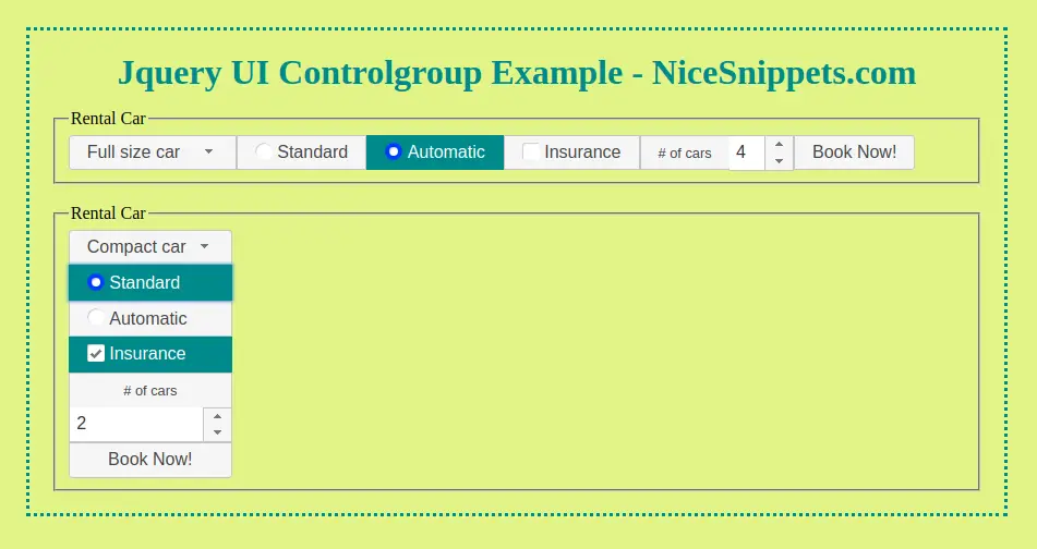 Jquery UI Controlgroup Example