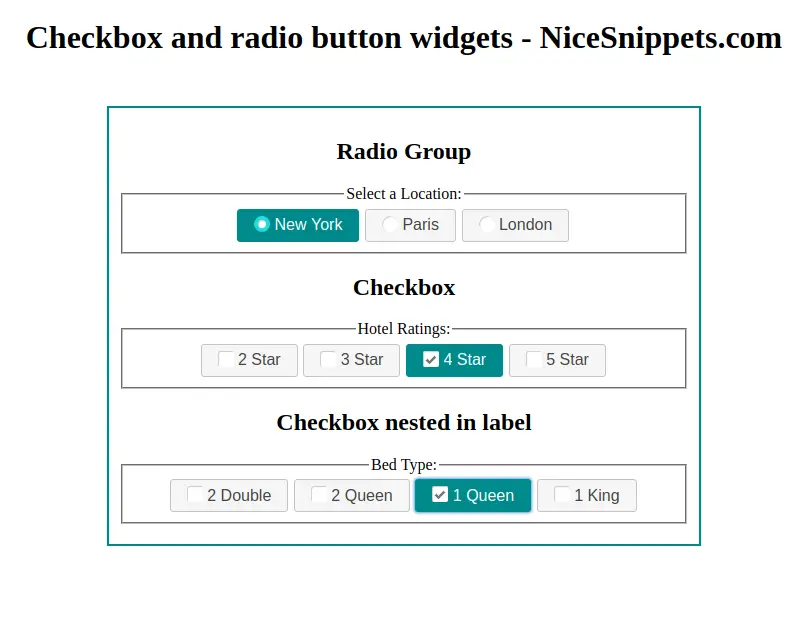 JQuery UI Checkbox With Radio Button Example