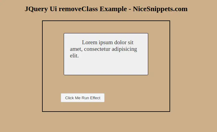 JQuery UI removeClass Effects Animation Tutorial