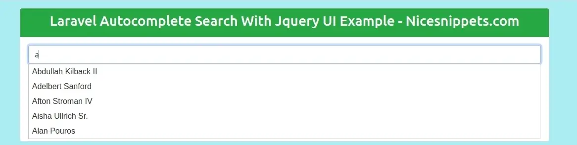Laravel Autocomplete Search With Jquery UI Example