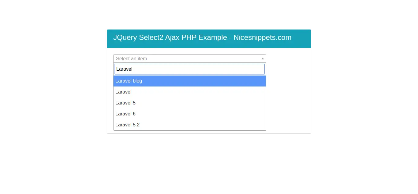 JQuery Select2 Ajax Autocomplete Example with Demo in PHP