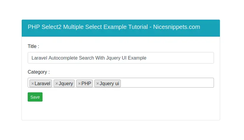 Php Select2 Multiple Select Example Tutorial
