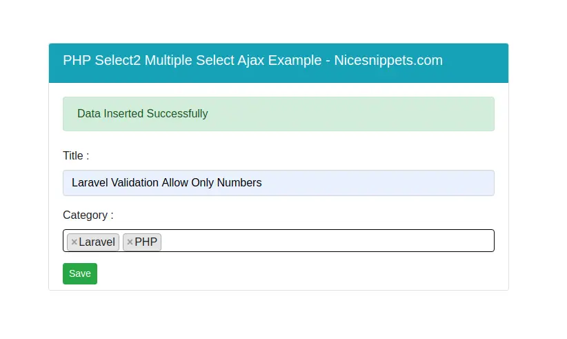 PHP Select2 Multiple Select Ajax Example