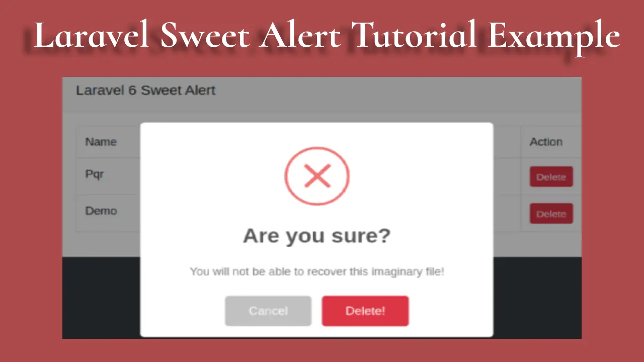 Laravel Sweet Alert Tutorial Example