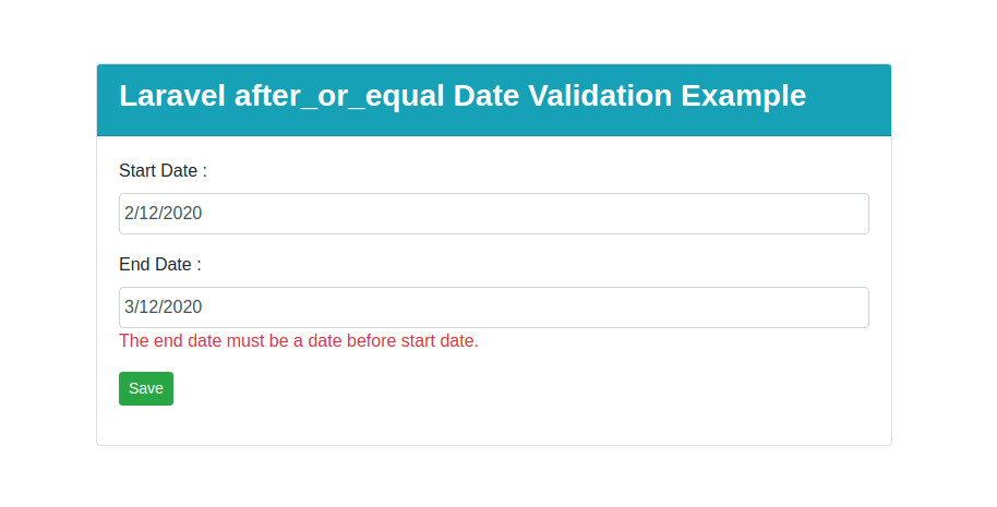 Laravel Before Date Validation Example
