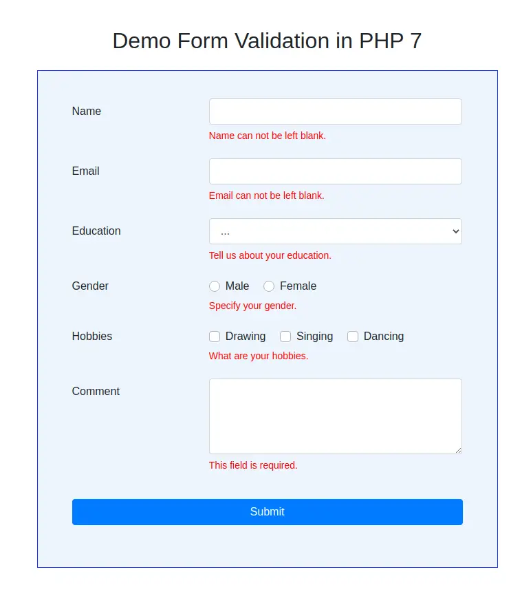 PHP Form Validation Tutorial