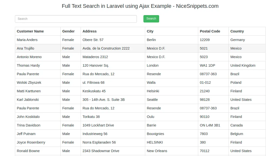 Full Text Search with Ajax in Laravel 8