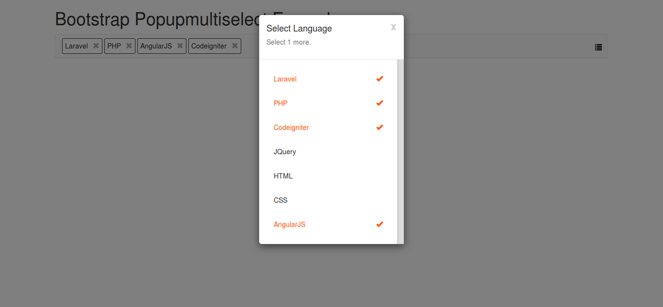 Bootstrap Multiselect Dropdown In Popup Using popupMultiSelect Plugin Example