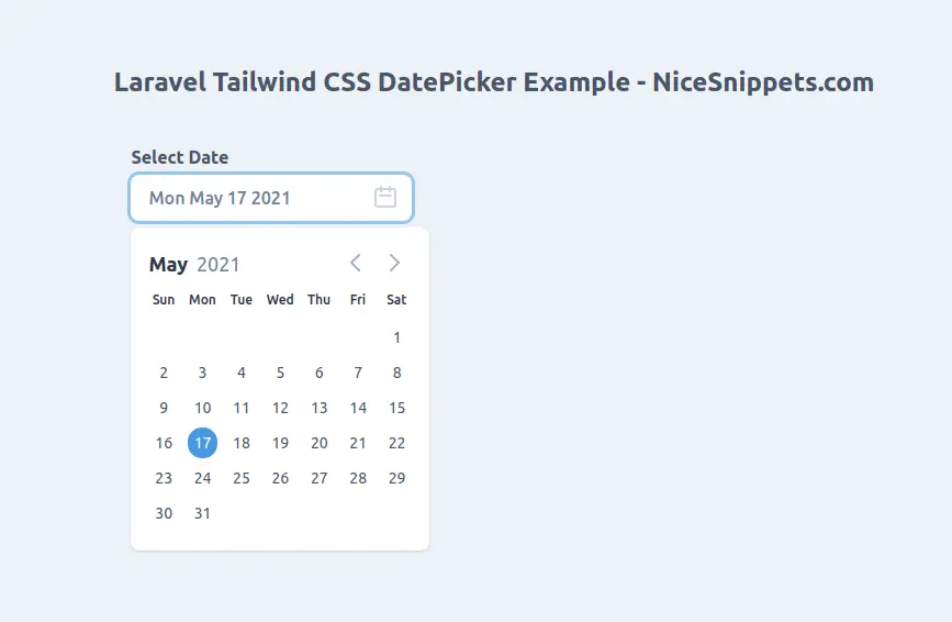Laravel Tailwind CSS Datepicker Example