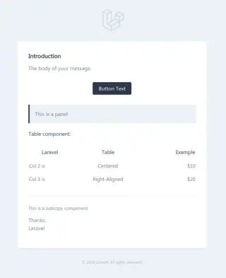Laravel Mail Markdown Components List Example
