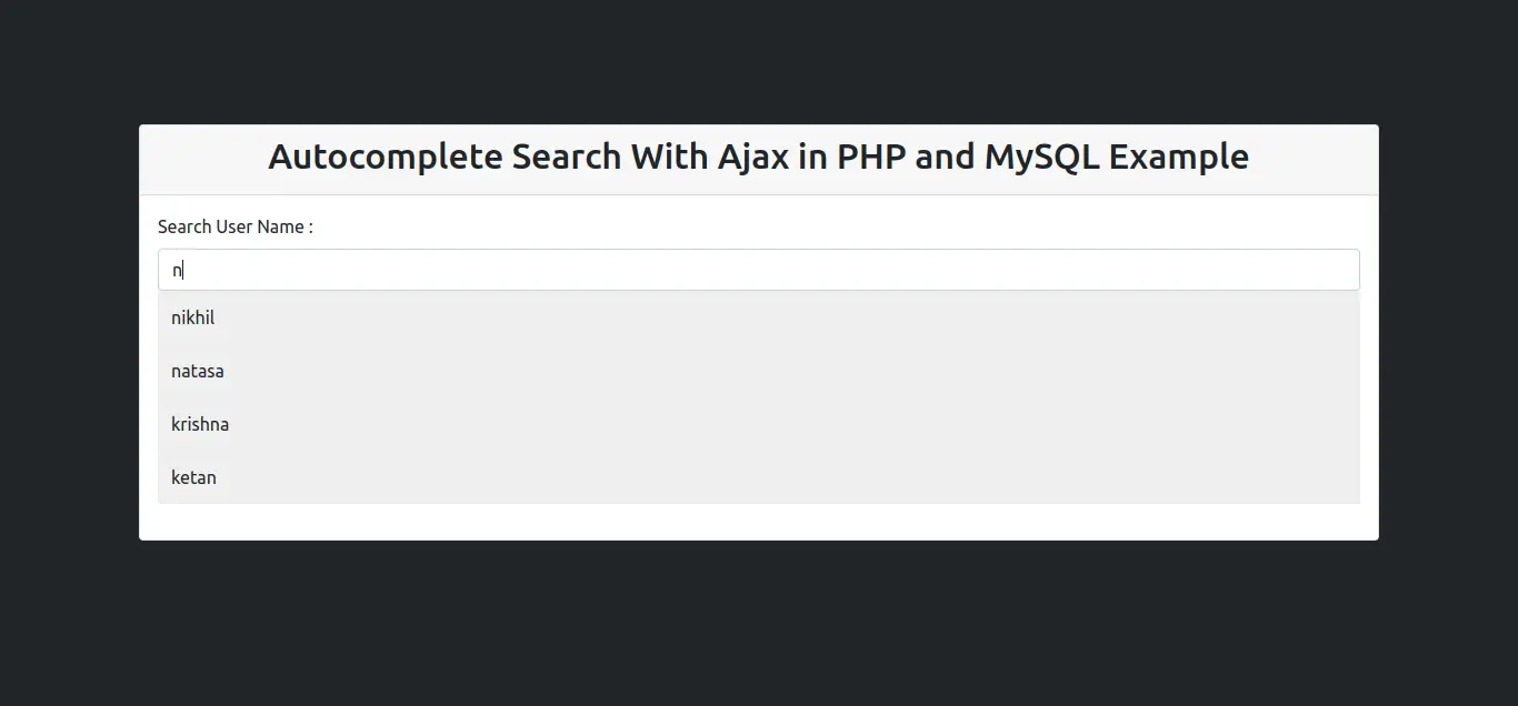Autocomplete Search With Ajax in PHP and MySQL Example