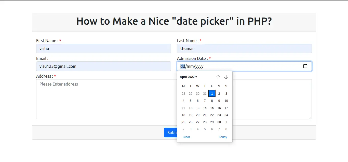 How to Make a Nice "date picker" in PHP?