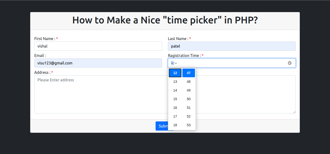 How to Make a Nice "time picker" in PHP?