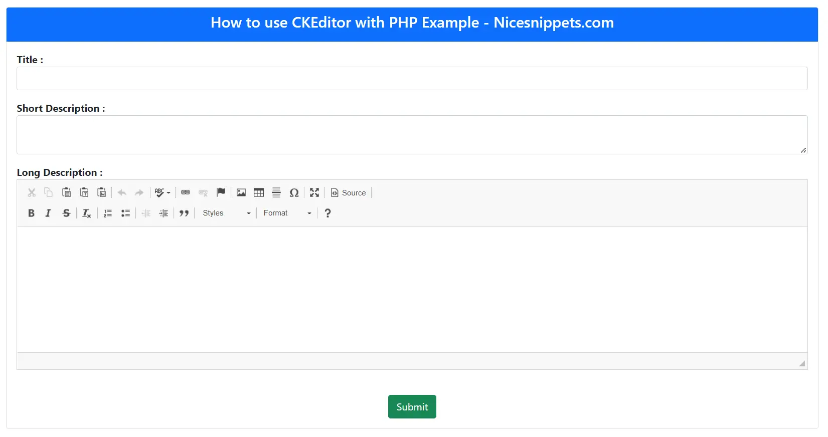 How to use CKEditor using PHP?