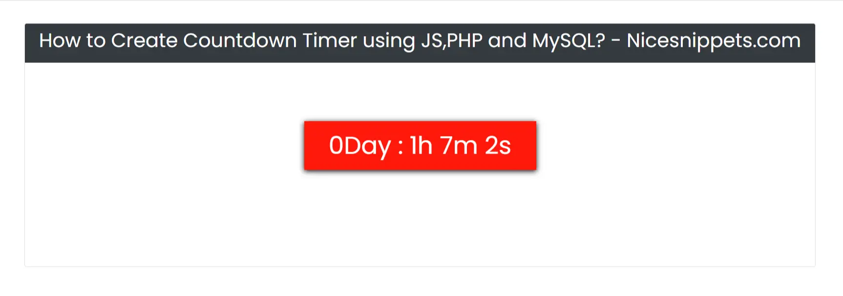 Burma Moderne Geologi How to Create Countdown Timer using JS,PHP and MySQL?