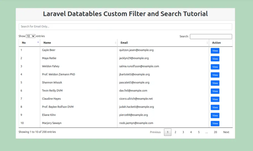 Laravel Datatables Custom Filter and Search Tutorial