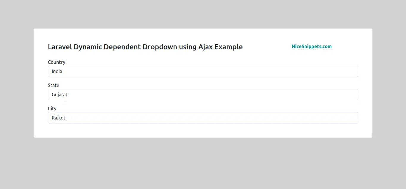 Laravel Dynamic Dependent Dropdown using Ajax Example