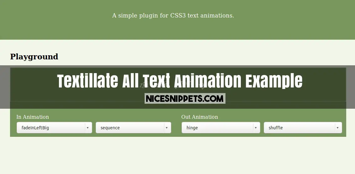 Textillate All Text Animation Example