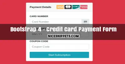 Bootstrap 4 Credit Card Payment With Stripe Form Design