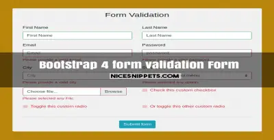 Bootstrap 4 form validation with form all input example
