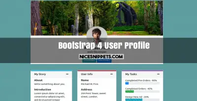 Bootstrap 4 User Profile Settings Detail Page Design