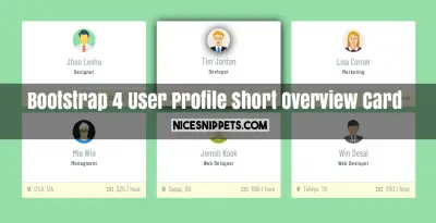 Bootstrap 4 User Profile Short Overview Card Design