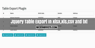 Jquery Table Export In xlsx,xls,csv and txt With Bootstrap