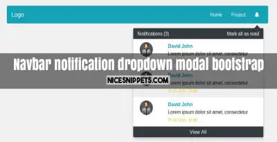 Navbar with notification dropdown modal usign bootstrap