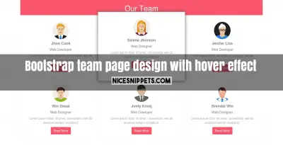 Responsive company team page design with hover effect using bootstrap