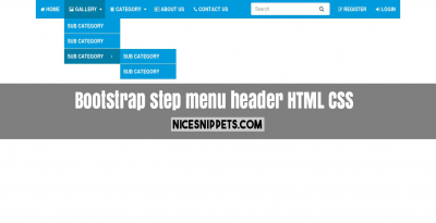 Responsive step menu design with header using html,css and bootstrap