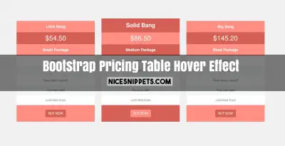 Pricing table with hover effect using bootstrap example