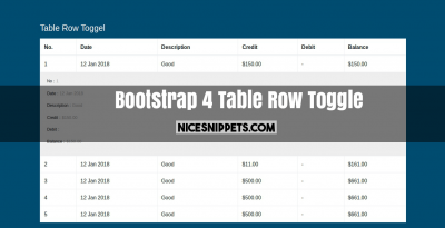 Table Row Toggle With Bootstrap 4 and HTML,CSS
